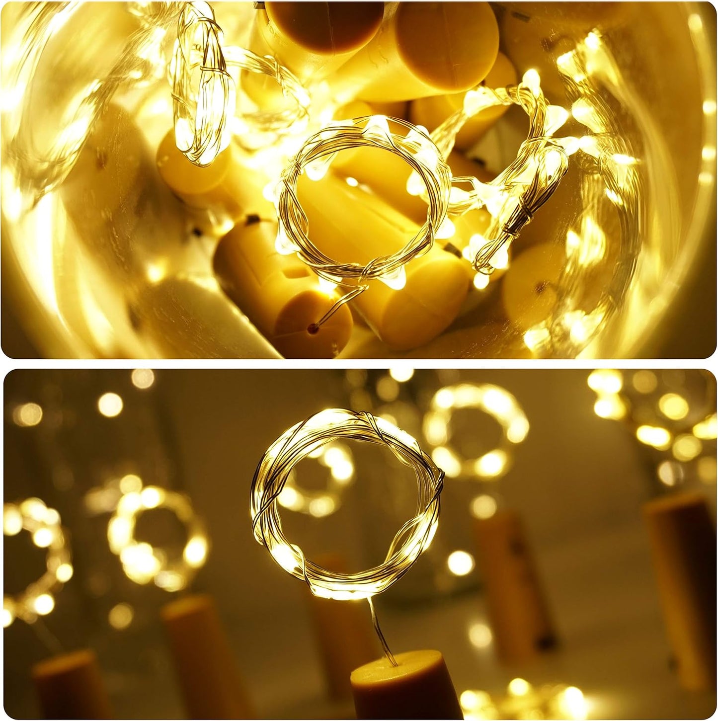 Bottle Lights 12 Pack 20 LEDs Cork Lights for Wine Bottles Battery (Included) Powered Fairy Mini String Lights for DIY Jar Lighting Indoor Bedroom Party Wedding Christmas Halloween Decor (Warm White)