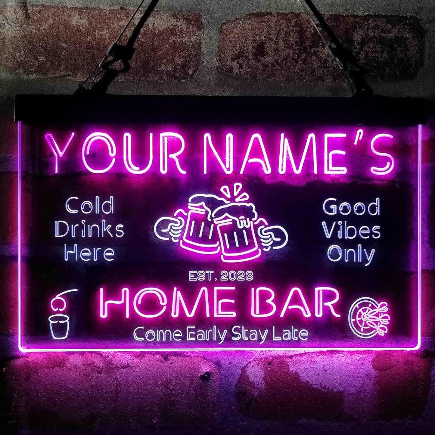 ADVPRO Personalized Your Name Custom Home Bar Beer Established Year Dual Color LED Neon Sign White & Purple 12 x 8.5 Inches st6s32-p1-tm-wp