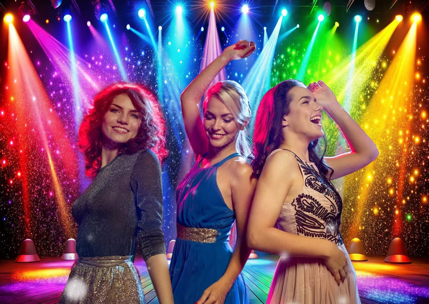 LTLYH 8x6ft Fabric Disco Rainbow Stage 70s 80s 90s Backdrop Vintage Lights Photography Background Rock Music Club Neon Glow Party Decorations Photo Banner 312