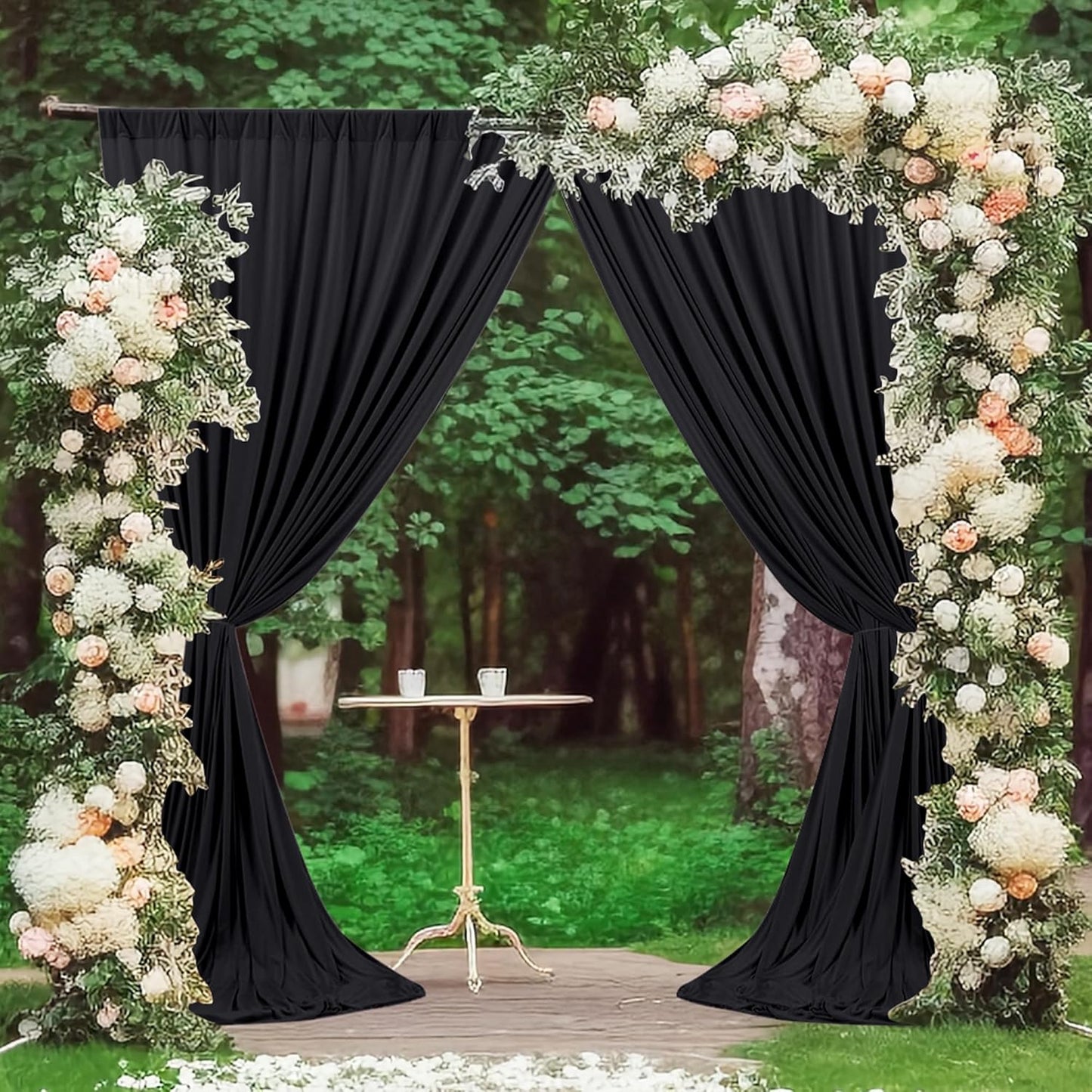 MEETSKY 10ft x 7ft Black Backdrop Curtain for Parties Black Rod Pocket Backdrop Photo Curtains Backdrop Drapes Fabric Decoration for Birthday Party Decor for Boys Teens Men, 5ft x 7ft, 2 Panels