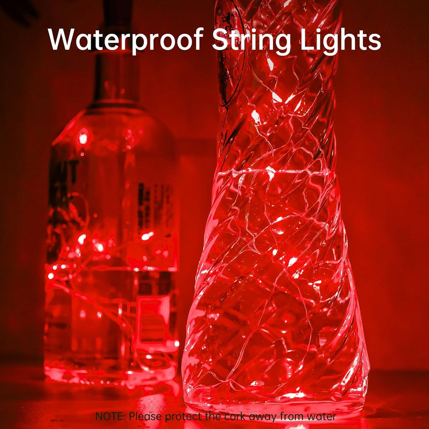 Aluan Wine Bottle Lights with Cork 10 Pack 20 LED Christmas Mini Fairy Lights for Indoor, Waterproof Battery Operated Cork Lights for Liquor Bottles Party Jar Wedding Reception Bar Decoration, Red