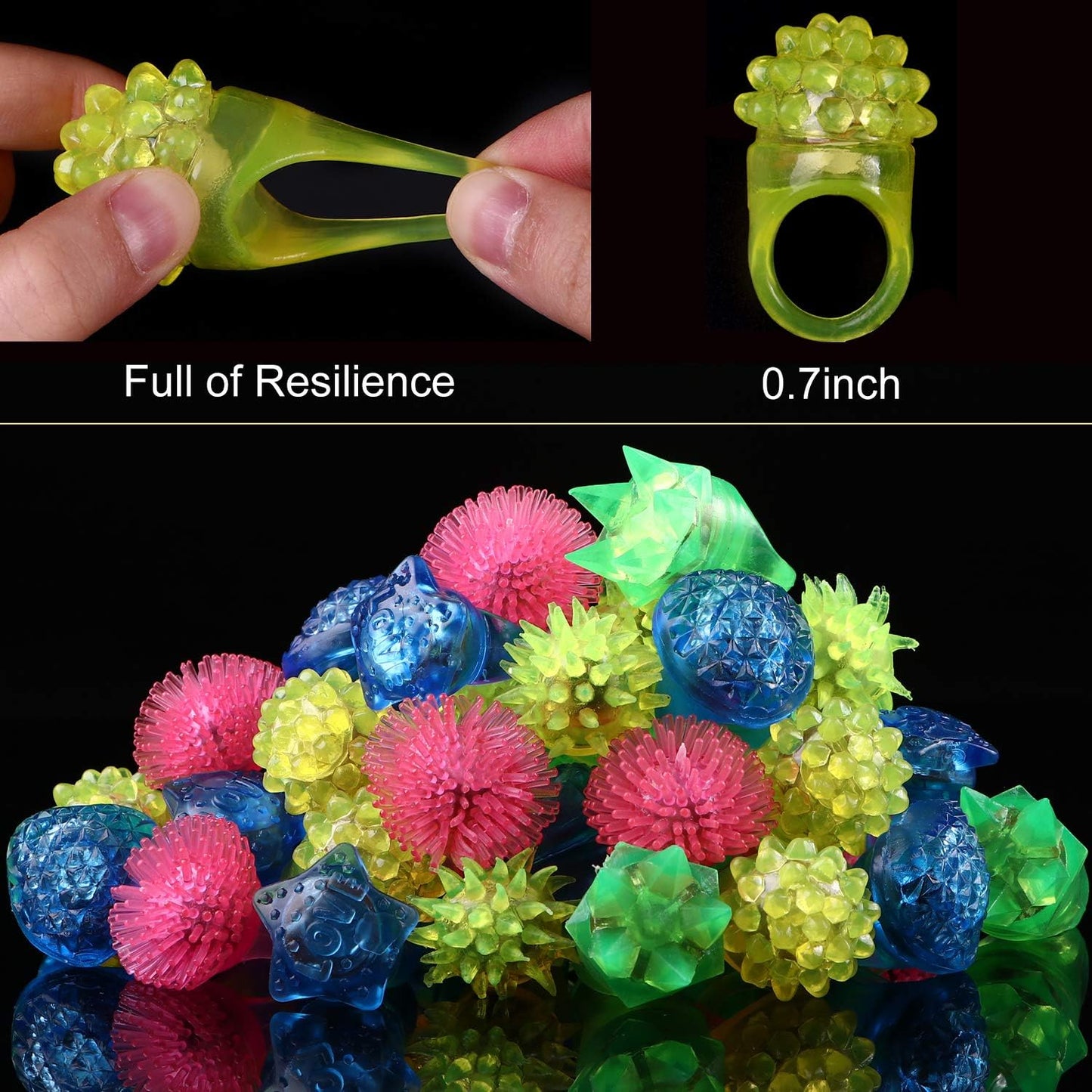 36 Pack LED Glow Rings Halloween Party Favors for Kids, Flashing Rings Glow in Dark Party Supplies, LED Light Up Ring, Goody Bags Stuffers