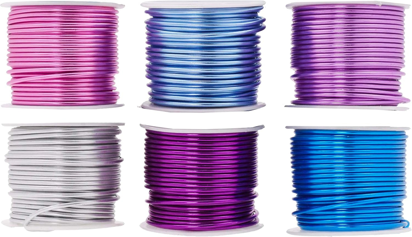 Mandala Crafts 12 Gauge Anodized Aluminum Craft Wire for Jewelry Making - 276 FT Colored Flexible Silver Lavender Purple Pink Ice Blue Turquoise Wire - Bendable for Bonsai Armature Crafting Sculpting