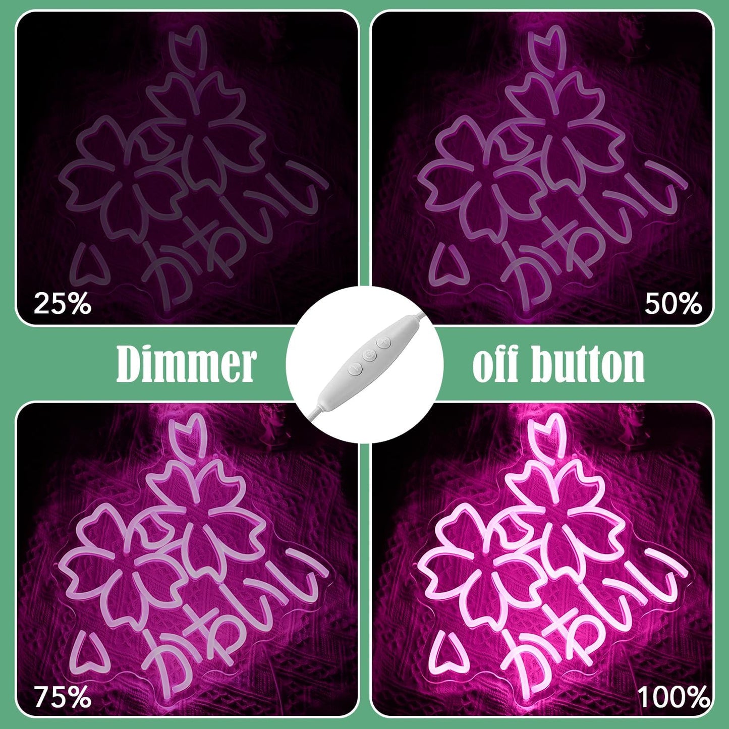 Kawaii かわいいLed Neon Light Sign Japanese Cherry Blossoms Light Up Wall Decor Sign Girls' Room Decoration Birthday Party Christmas Neon Sakura Light (Pink)