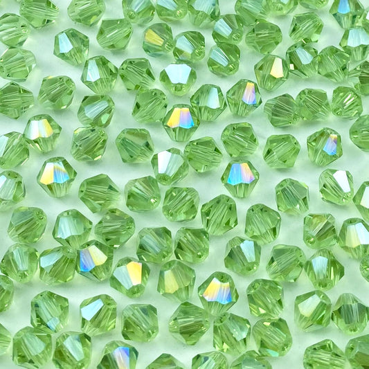 100pcs 8mm Bicone Crystal Glass Beads Loose Spacer Beads Faceted Craft Beads for Jewelry Making DIY Necklace Bracelet Earring Wind Chimes Suncatchers Ornamen(Light Green AB)