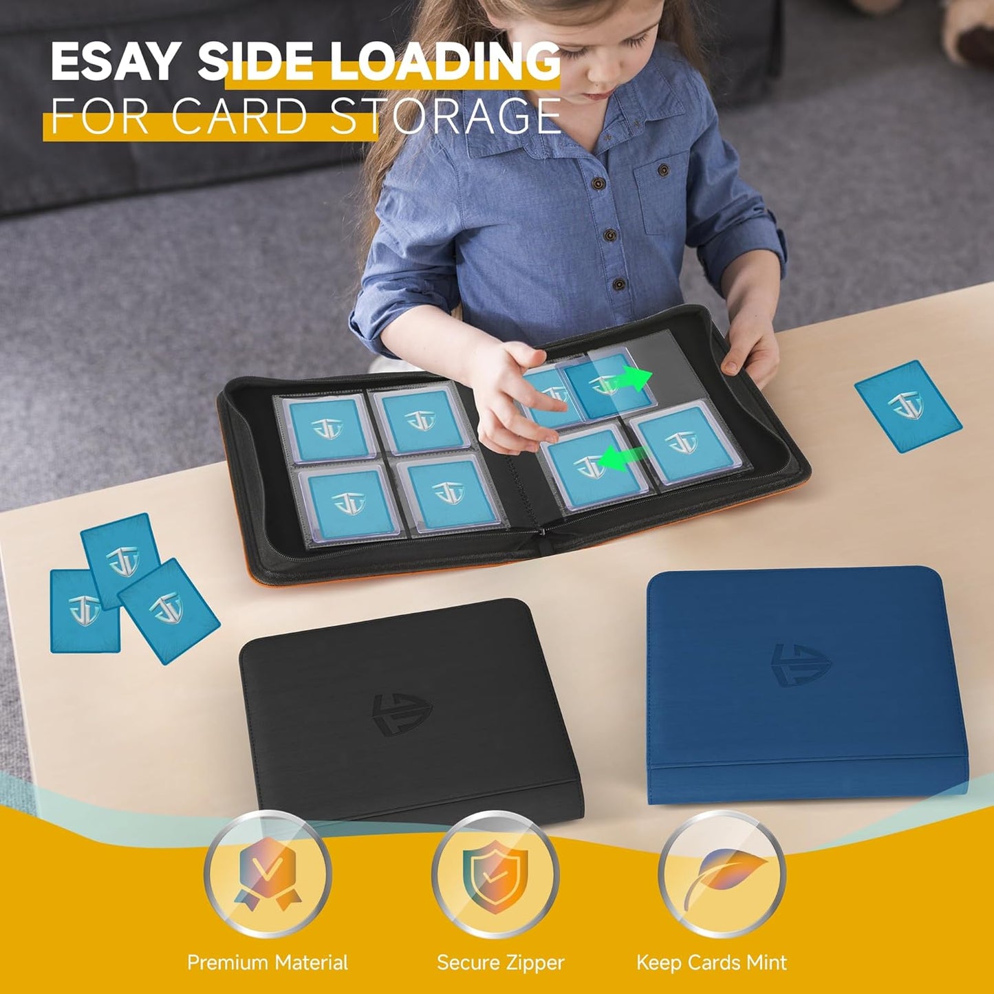 Toploader Binder,Holds 112 Toploaders, 4 Pocket Top Loader Binders for 3" x 4" Rigid Card Holders for Trading Cards or Sports Cards Binders (Black)