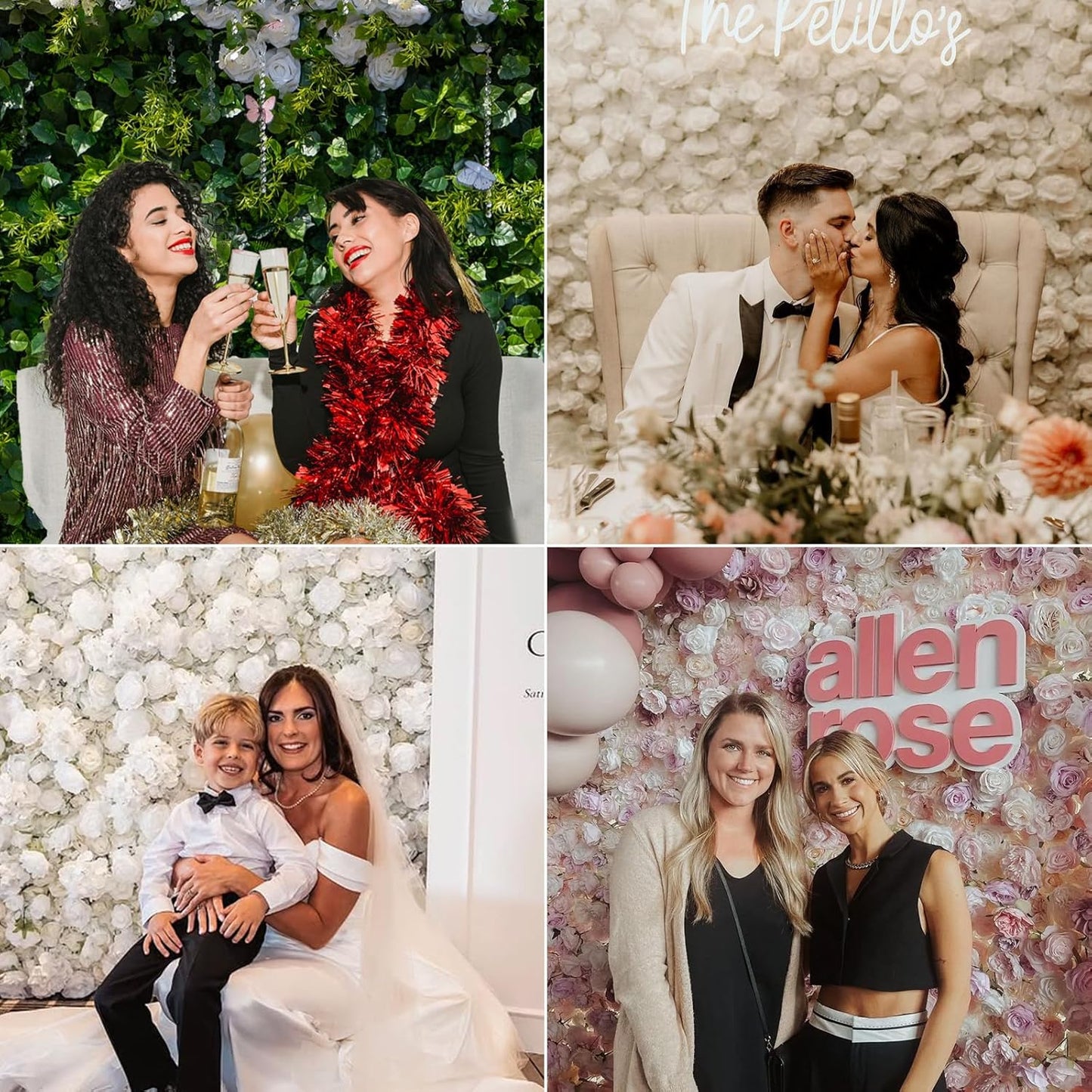 Artificial Flower Wall Panels, Luxury 5D Silk Floral Backdrop Decor for Wedding Celebrations, Festive Party and Home Decorating, Quick Assembly and Storage, Both Eco ＆ Pet Friendly, 4 ft*8ft.