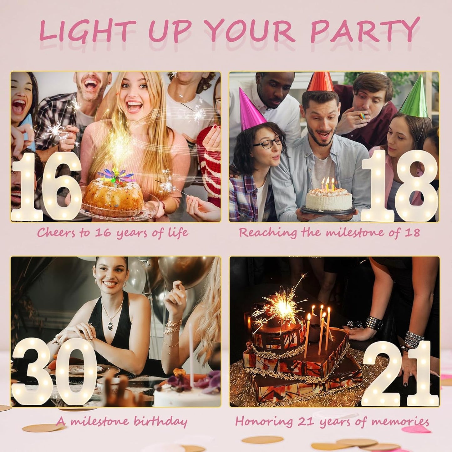 Decorative Led Light Up Numbers, 13th Birthday Decorations, Warm White Led Numbers Lights, Lighted Marquee Number Sign for Sweet 13th Party Decor