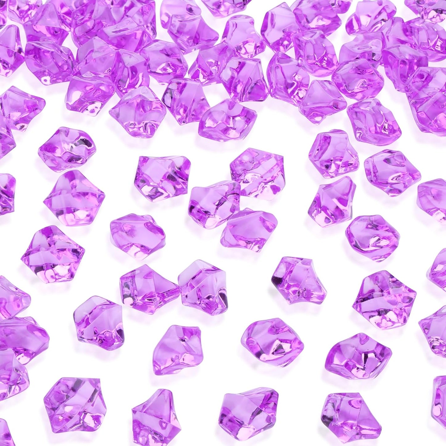 YATOJUZI 500pcs Fake Ice Cubes Purple Acrylic Crushed Rocks Vase Fillers Plastic Diamonds Gems for DIY Party Wedding Centerpiece Table Scatter Prop Display 0.5" (Only Purple)