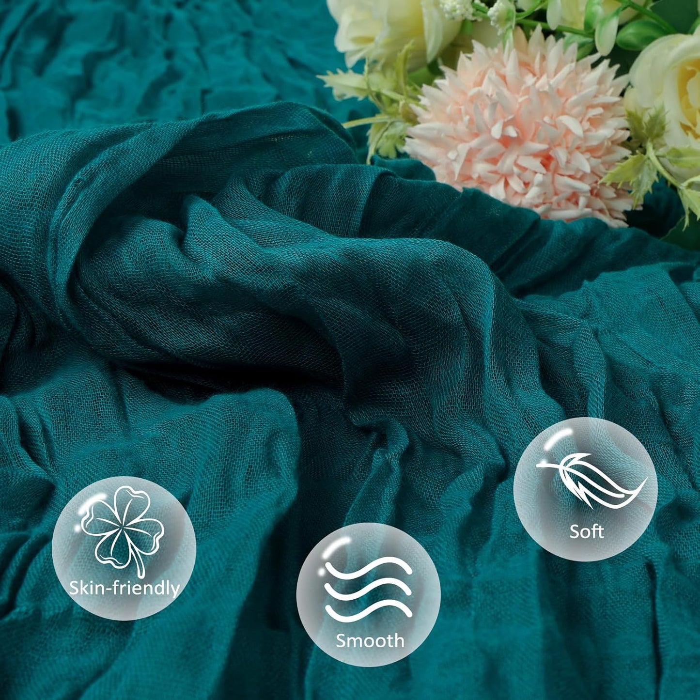 12 Pack Teal Cheesecloth Table Runner 10ft Boho Gauze Fabric Cheese Cloth Table Runner 35 x 120 Inch Rustic Sheer Runner for Romantic Wedding Decor Baby Shower Party Table Centerpiece Decoration