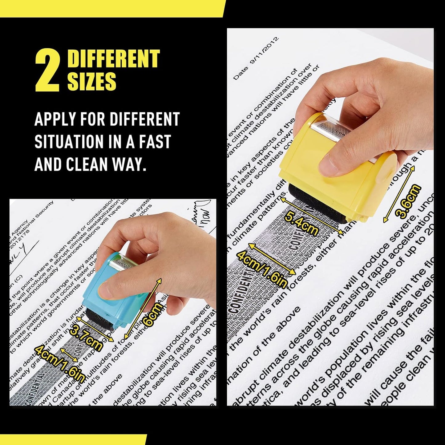 Mimorou 4 Pack Identity Theft Protection Roller Stamps Kit Confidential Privacy Roller Hidden Wide Privacy Stamp 5 Pcs Refills Security Ink for Mail Address Blocker(Red, Yellow, Blue, Green)