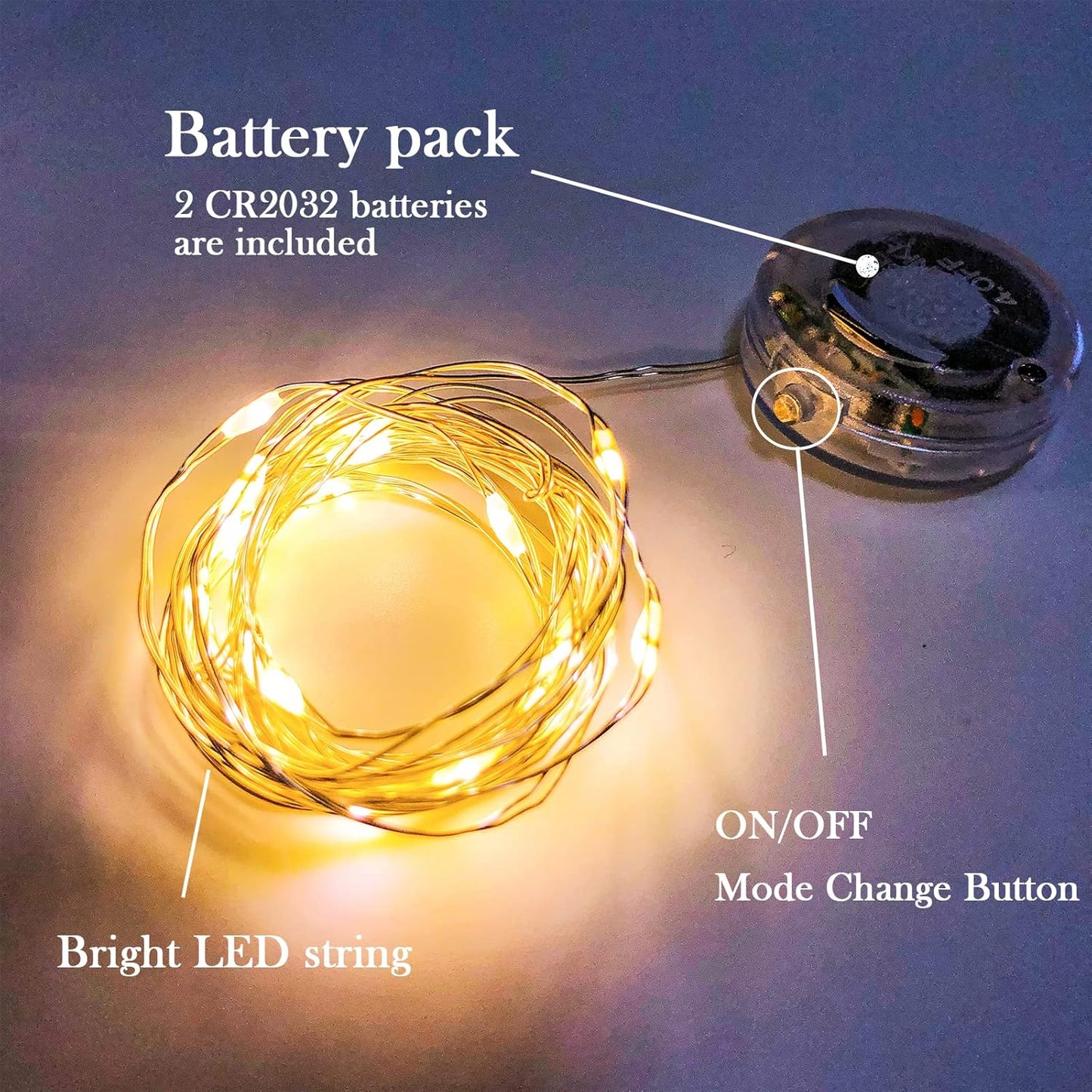 Twinkle Fairy Lights Battery Powered 3 Modes with Timer Firefly Lights 20 LED on 7.2feet Silvery Copper Wire for DIY Wedding Party Christmas Halloween Centerpiece Decorations 15 Pack (Warm White)