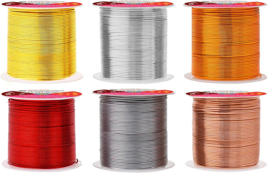 Mandala Crafts 20 Gauge Anodized Aluminum Craft Wire for Jewelry Making - 450 FT Colored Flexible Silver Copper Light Gold Gray Gold Red Wire - Bendable for Bonsai Armature Crafting Sculpting