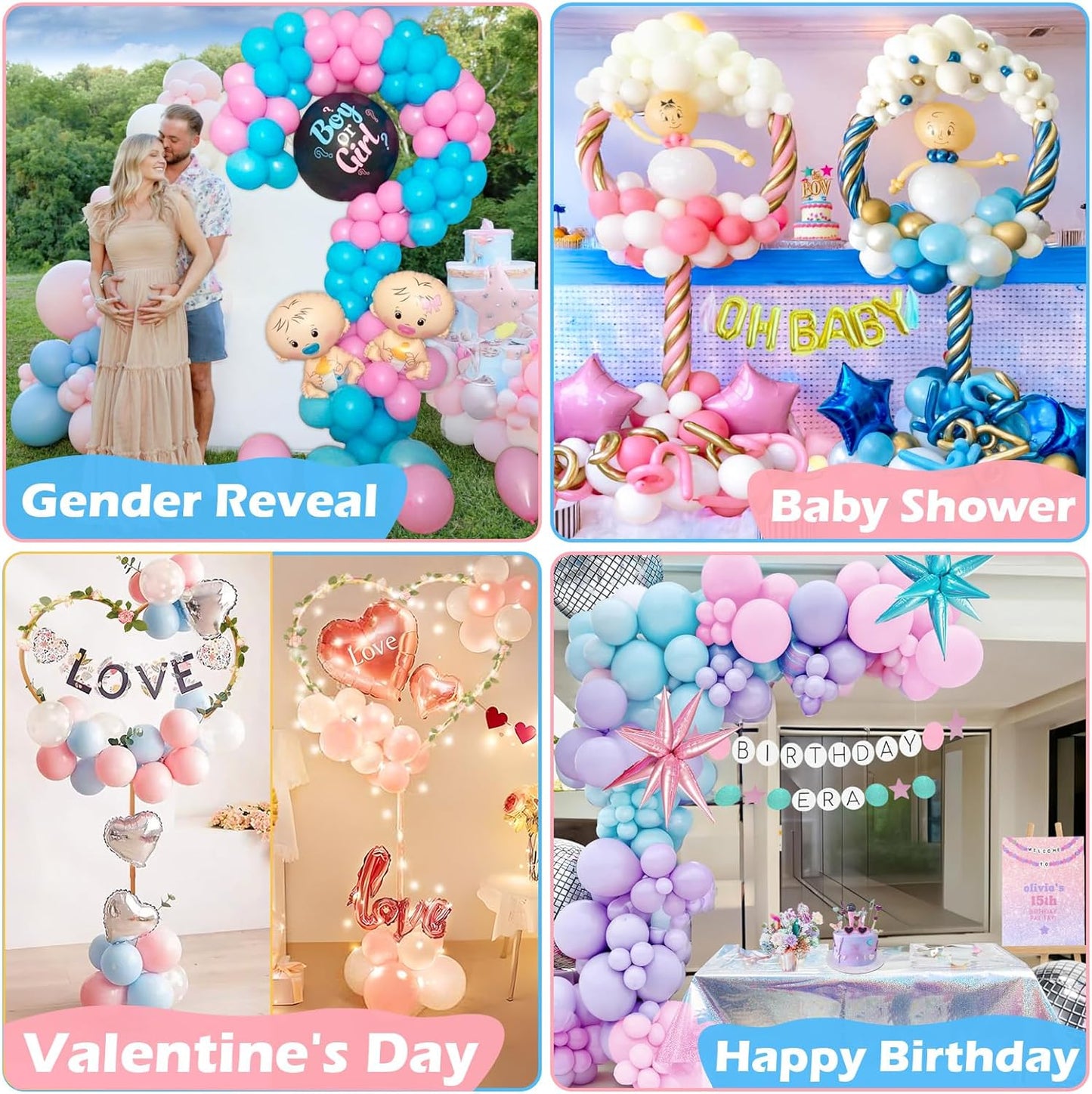 AerWo Upgraded 6FT Gender Reveal Balloon Arch Stand, DIY Question Mark Balloon Stand with Base, Adjustable Circle Heart Half-Arch Shape for Baby Shower Valentines Birthday Wedding Backdrop Decorations