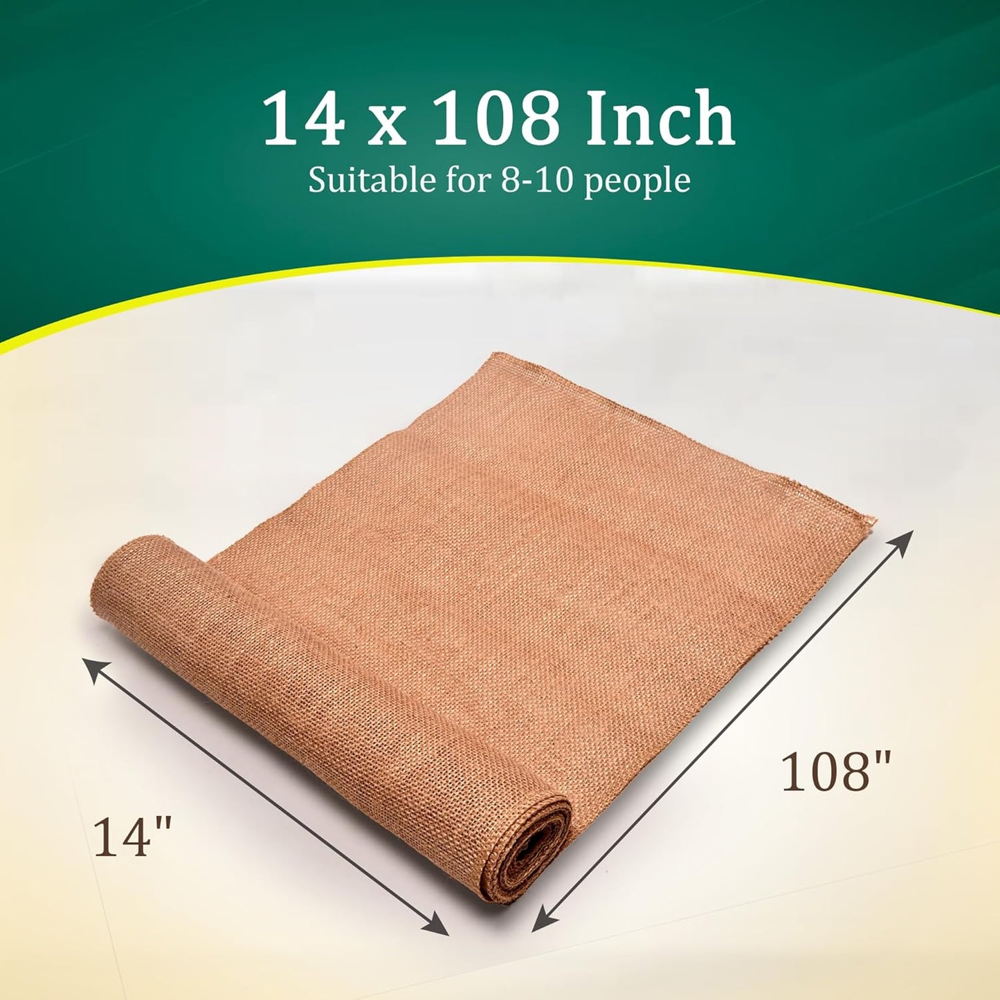 Burlap Table Runners (Pack of 3) – 14”x 108” - No-Fray Finished Edge Premium Quality Natural Table Runner – No Odor, Eco-Friendly Burlap Runner, Perfect for Rustic Table Decor and Other DIY Crafts