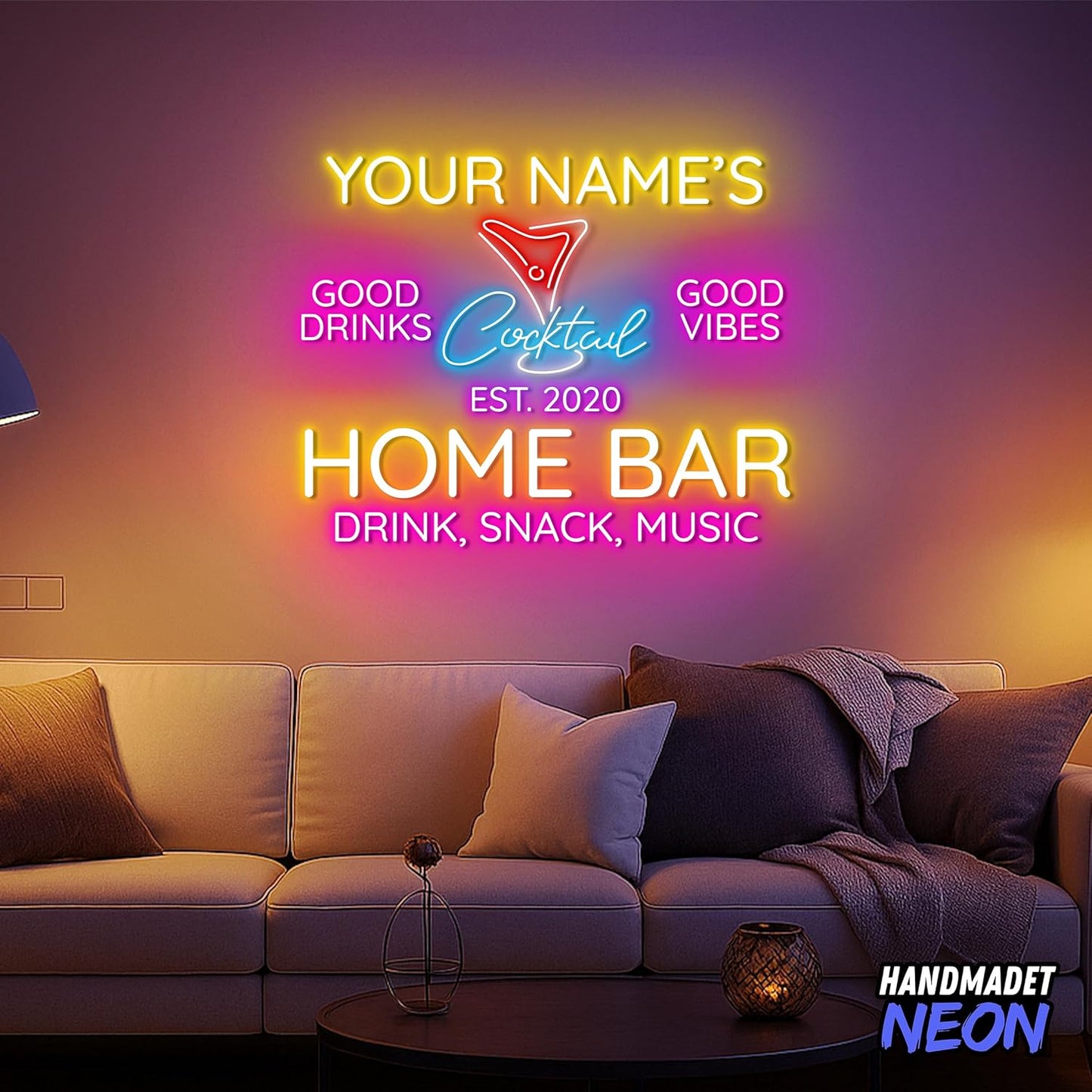 Personalized Cocktail Neon Sign Accessories, Custom Home Bar, Parties, Man Cave Decor Led Light, Wall Art Lights Signs Gifts For Friends, Pub Owners, Party Lovers