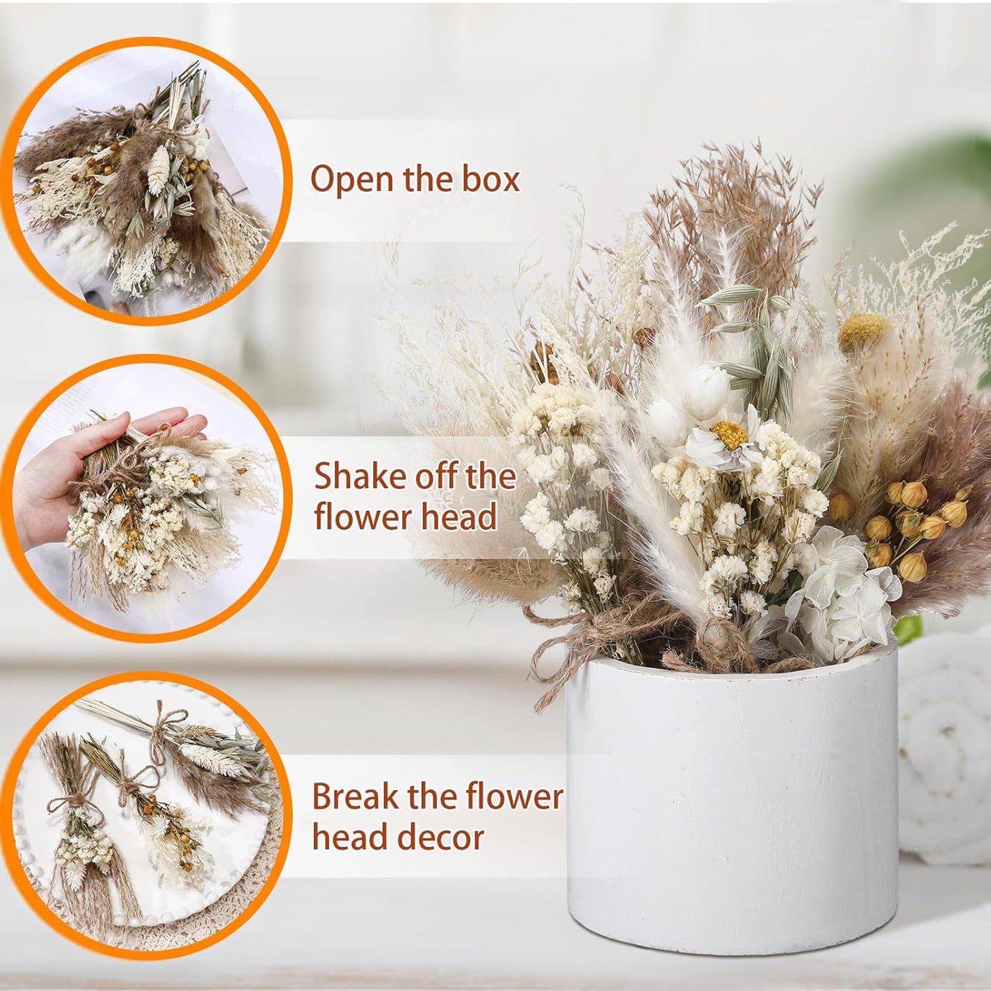 12/24 Pack Dried Flowers for Vase Various Mini Bouquet Dried Small Wildflowers Natural Real Flowers Bulk for Crafts DIY Wedding Decor (12, Plain Colour)