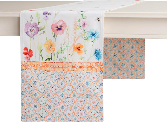 Maison d' Hermine Table Runner 100% Cotton Double Layer Table Runners 108 inches Long Decorative for Home Kitchen Dining Party Wedding Bridal Shower Spring Summer (Summer Whisper , 14.50" x 108")