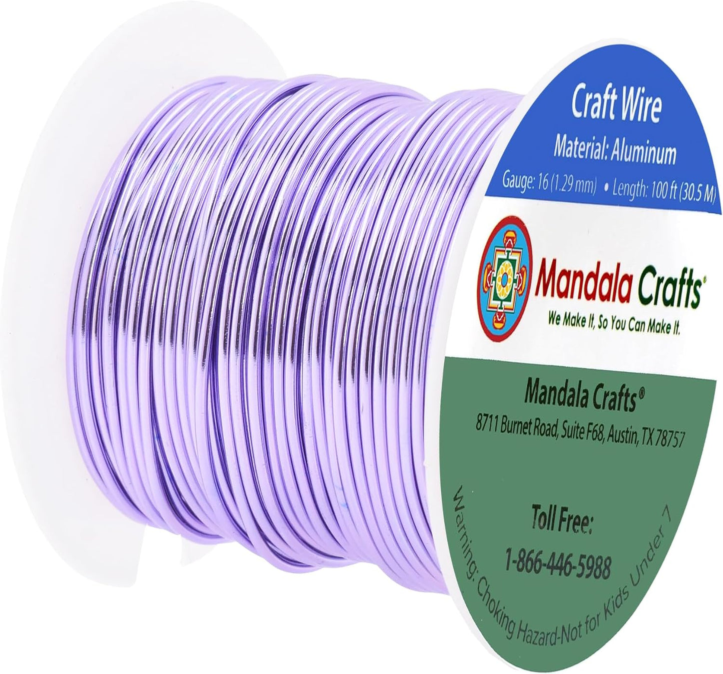 Mandala Crafts 16 Gauge Anodized Aluminum Craft Wire for Jewelry Making - 100 FT Colored Flexible Lavender Wire - Bendable for Bonsai Armature Crafting Sculpting