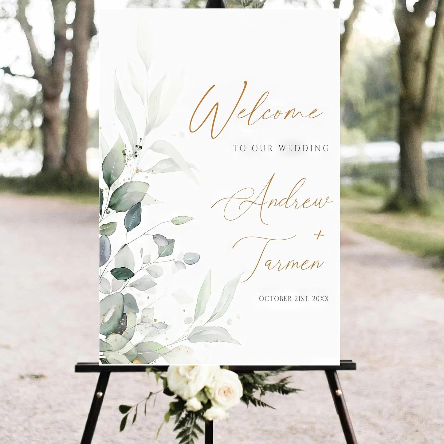 Generic Personalized Wedding Welcome Sign, 18x27 inches, Plastic, Modern Style, Landscape Orientation, Wedding Keepsake