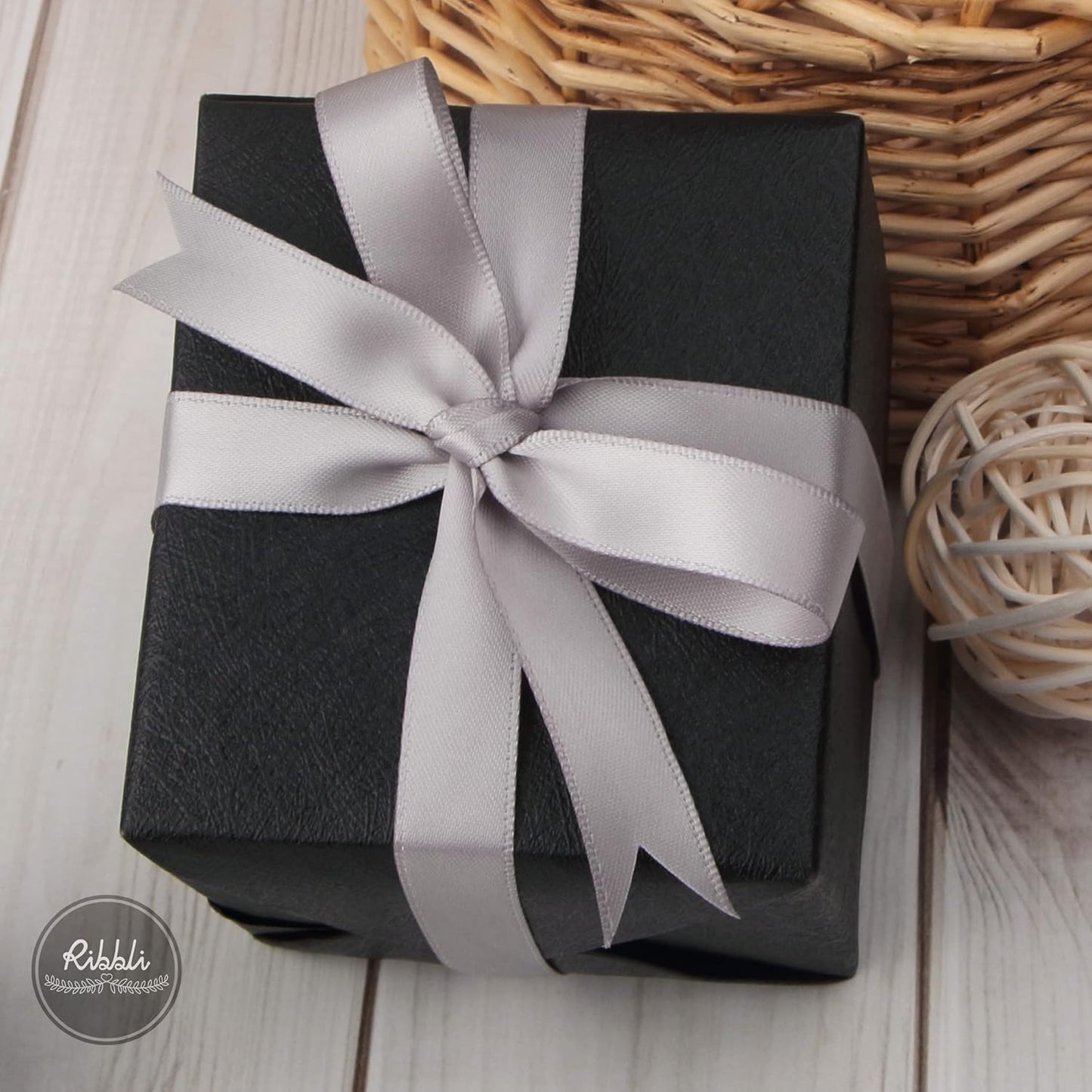 Ribbli Silver Double Faced Satin Ribbon,1/2” x Continuous 25 Yards,Use for Craft Bows Bouquet, Gift Wrapping, Wedding Decoration, Floral Arrangement