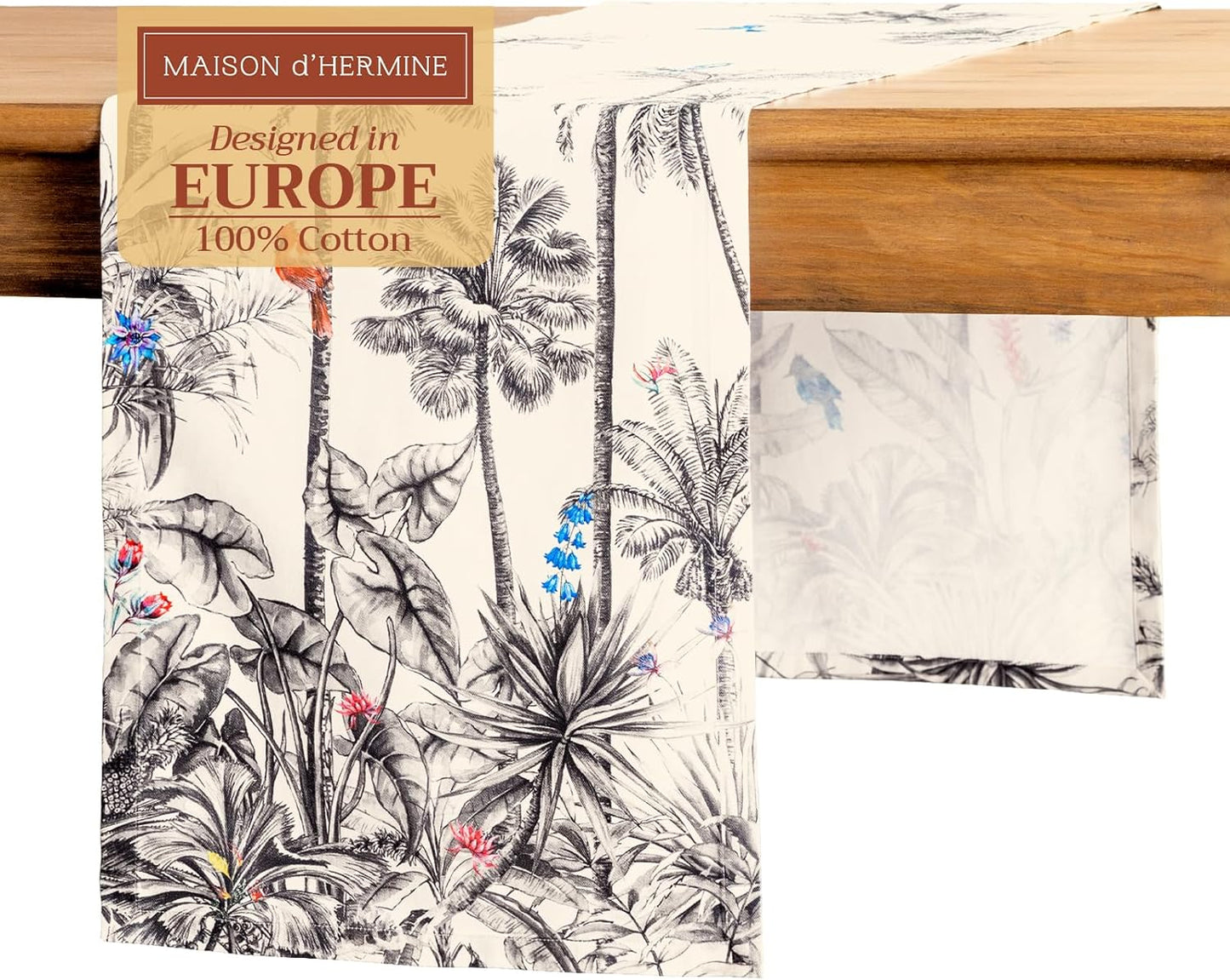 Maison d' Hermine Table Runner 100% Cotton Single Layer Table Runners 72 inches Long for Thanksgiving Christmas Decorations Home Kitchen Dining Party Wedding (Amazonia, 14.5" x 72")