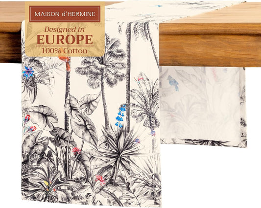 Maison d' Hermine Table Runner 100% Cotton Single Layer Table Runners 72 inches Long for Thanksgiving Christmas Decorations Home Kitchen Dining Party Wedding (Amazonia, 14.5" x 72")