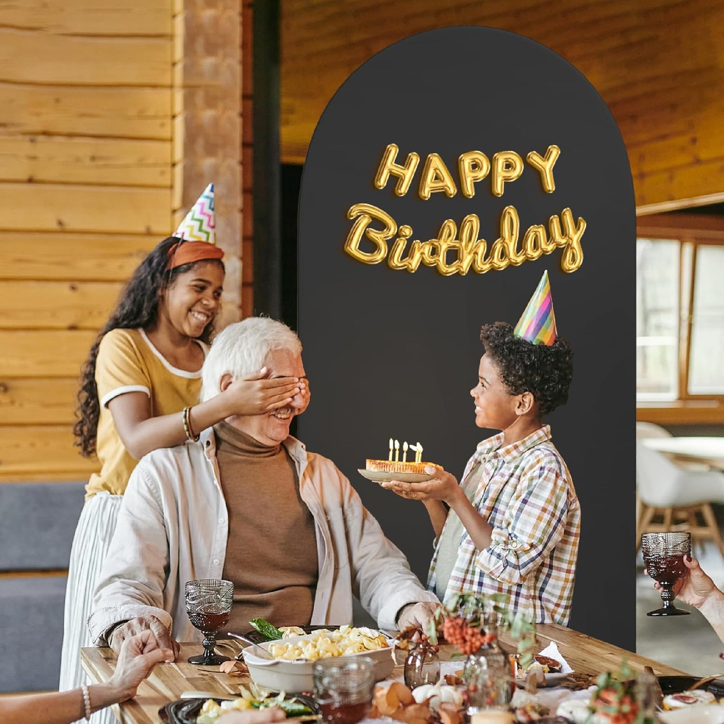 Arch Backdrop Stand Cover 6Ft Black Thick Spandex Fabric Arch Backdrop Cover High Elasticity Fitted Round Top for Wedding Birthday Party Baby Shower Garden Decoration