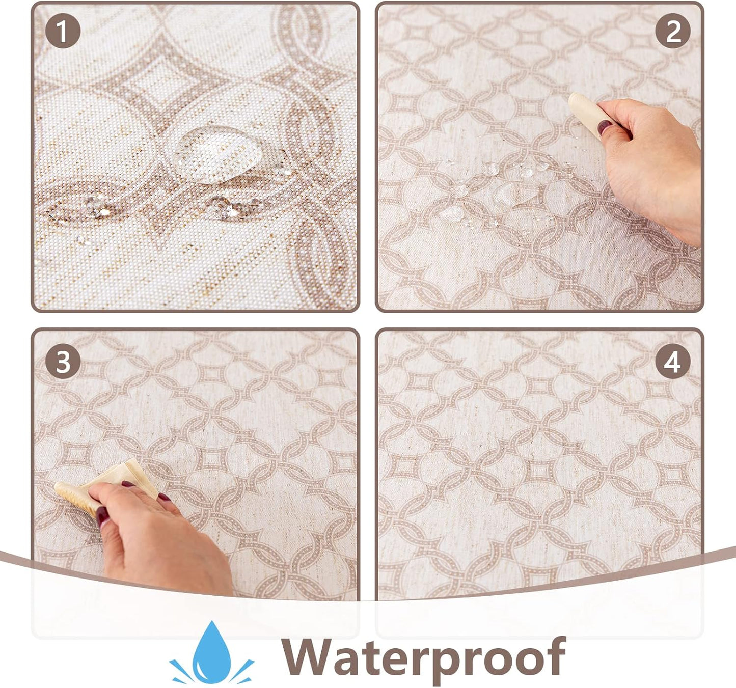 MYSKY HOME Checkered Rectangle Tablecloth 60x120 Inches - Linen Farmhouse Tablecloth Waterproof Decorative Fabric Table Cloth for 8 Feet Table, Kitchen Dining and Outdoor Use, Brown