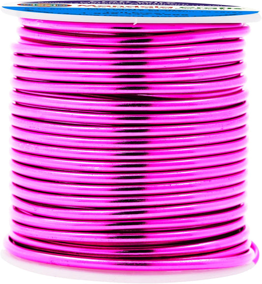 Mandala Crafts 12 Gauge Anodized Aluminum Craft Wire for Jewelry Making - 60 FT Colored Flexible Magenta Wire - Bendable for Bonsai Armature Crafting Sculpting