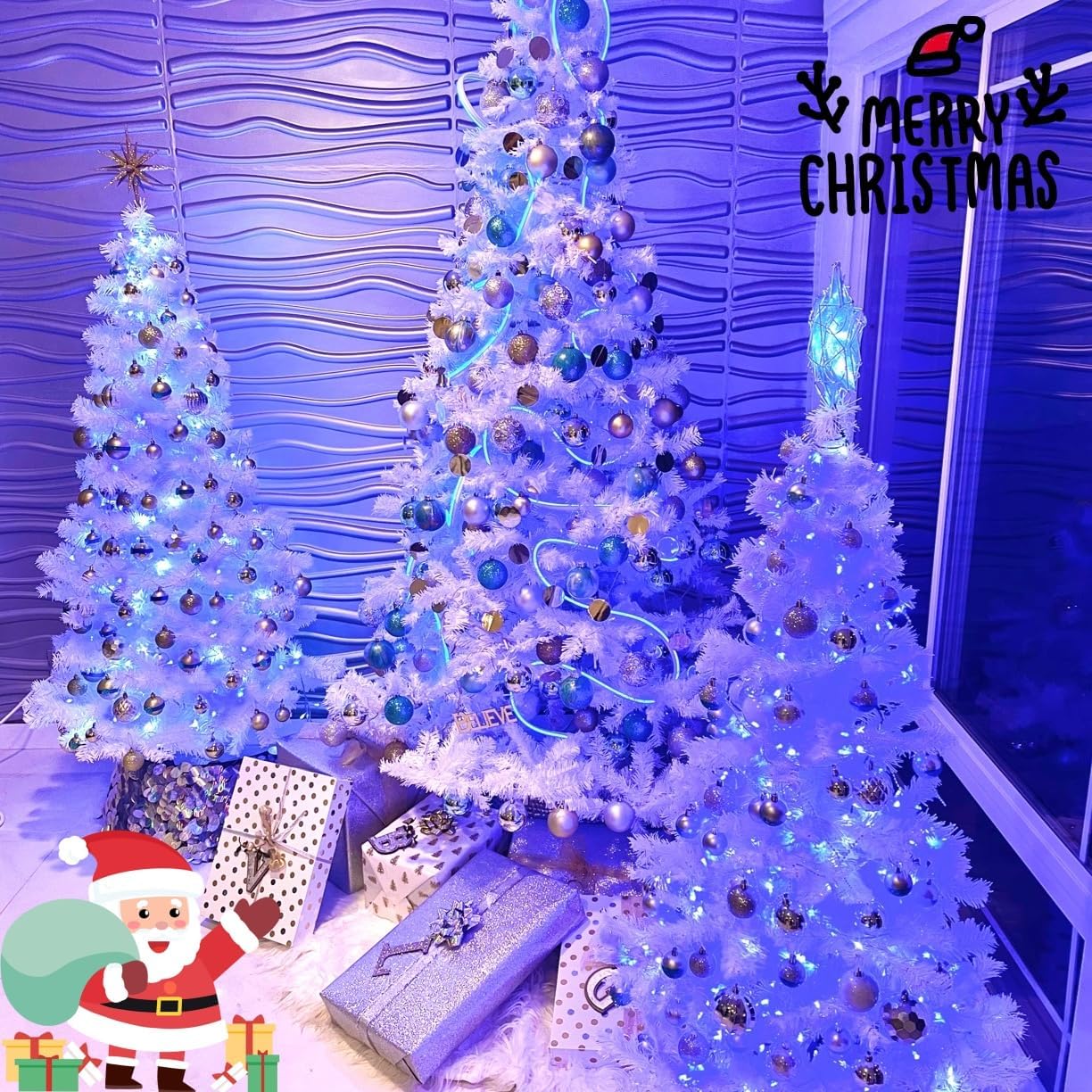 YEGUO 165ft 500 LED Blue Christmas Lights Outdoor Waterproof, Clear Wire String Lights Indoor Plug in, 8 Modes Twinkle Tree Light for Xmas Party Garden