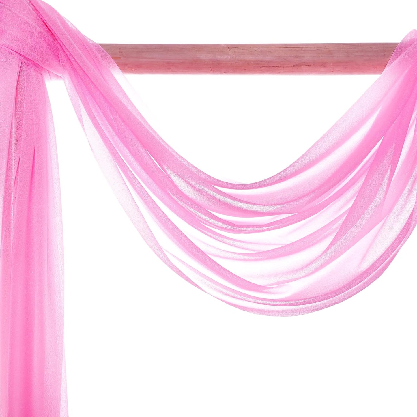 VDS Pack of 1 Panel (30 Inch X 40 Feet) Wedding Arch Draping Fabric Sheer Chiffon Fabric Drapery for Wedding Ceremony Reception Swag Backdrop Canopy Chuppah ARBO Altars Decoration (Bubblegum)