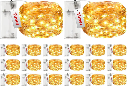 btfarm 20 Pack Fairy Lights Battery Operated with Timer, 10FT 30LED Twinkle Lights Waterproof, Copper Wire Christmas String Lights Battery Powered for Indoor Outdoor Wedding Party Holiday Decorations