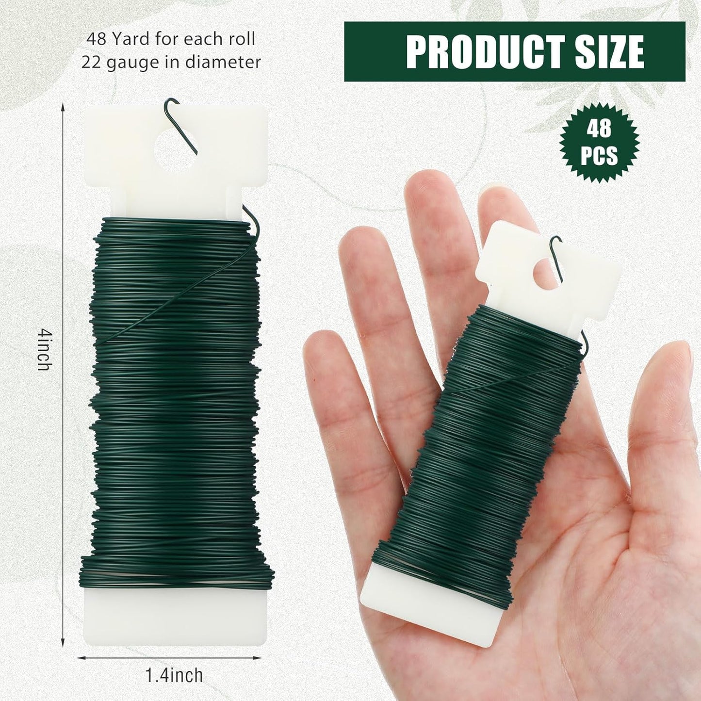 Ferraycle 72 Pack Green Floral Wire 38 Yards 22 Gauge Flexible Paddle Florist Christmas Green Wire for Crafts Christmas Wreaths Tree Garland and Floral Flower Arrangements