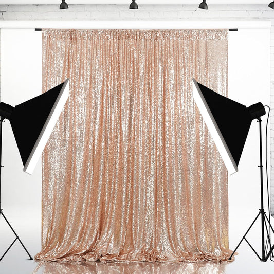 Eternal Beauty Rose Gold Sequin Backdrop, 7x7 Ft Glitter Background Curtains for Shimmer Photography Party Wedding Birthday Back Drop Decor