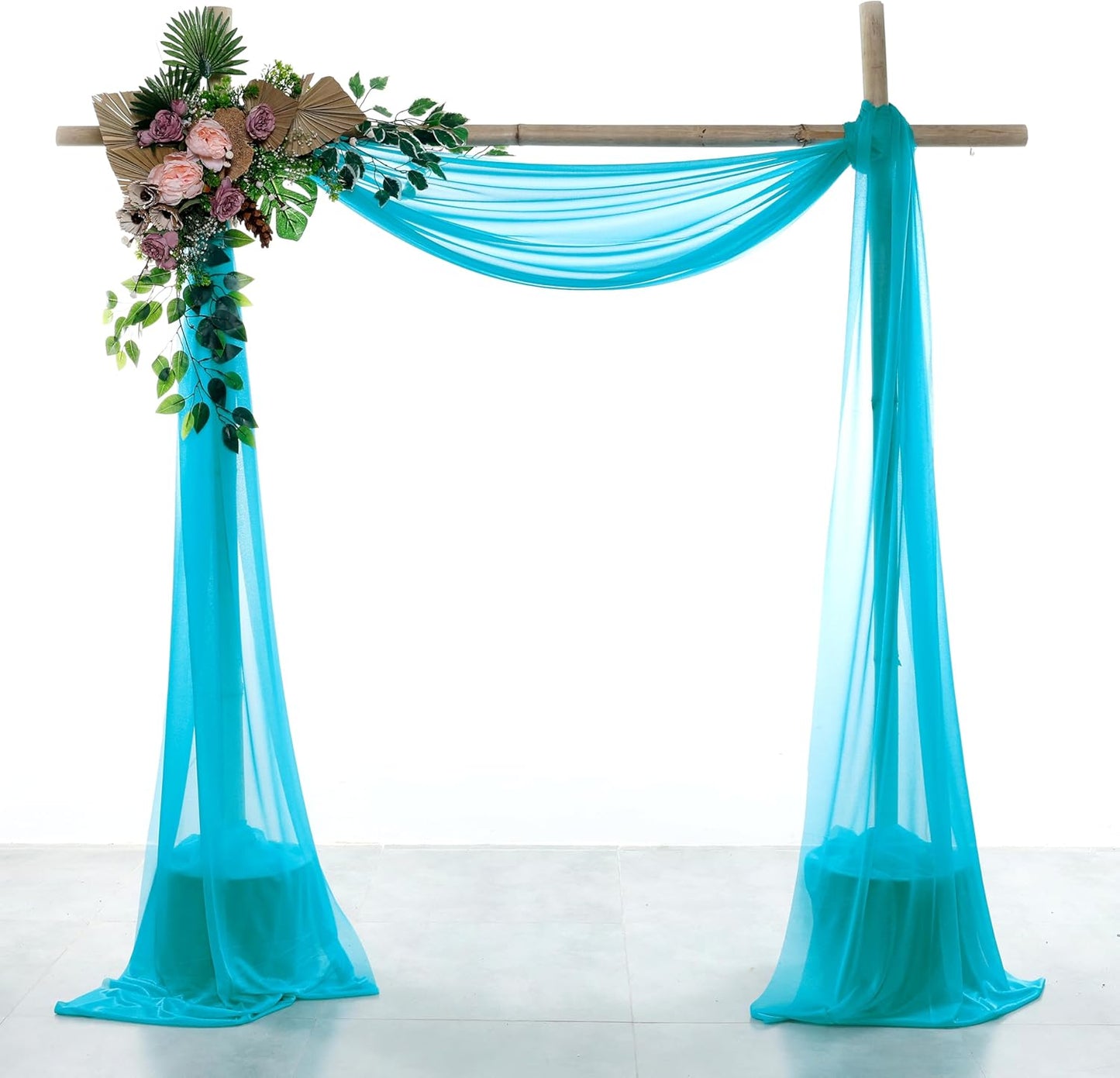 VDS Pack of 2 Panel (30 Inch X 40 Feet) Wedding Arch Draping Fabric Sheer Chiffon Fabric Drapery for Wedding Ceremony Reception Swag Backdrop Canopy Chuppah ARBO Altars Decoration (Peacock Blue)