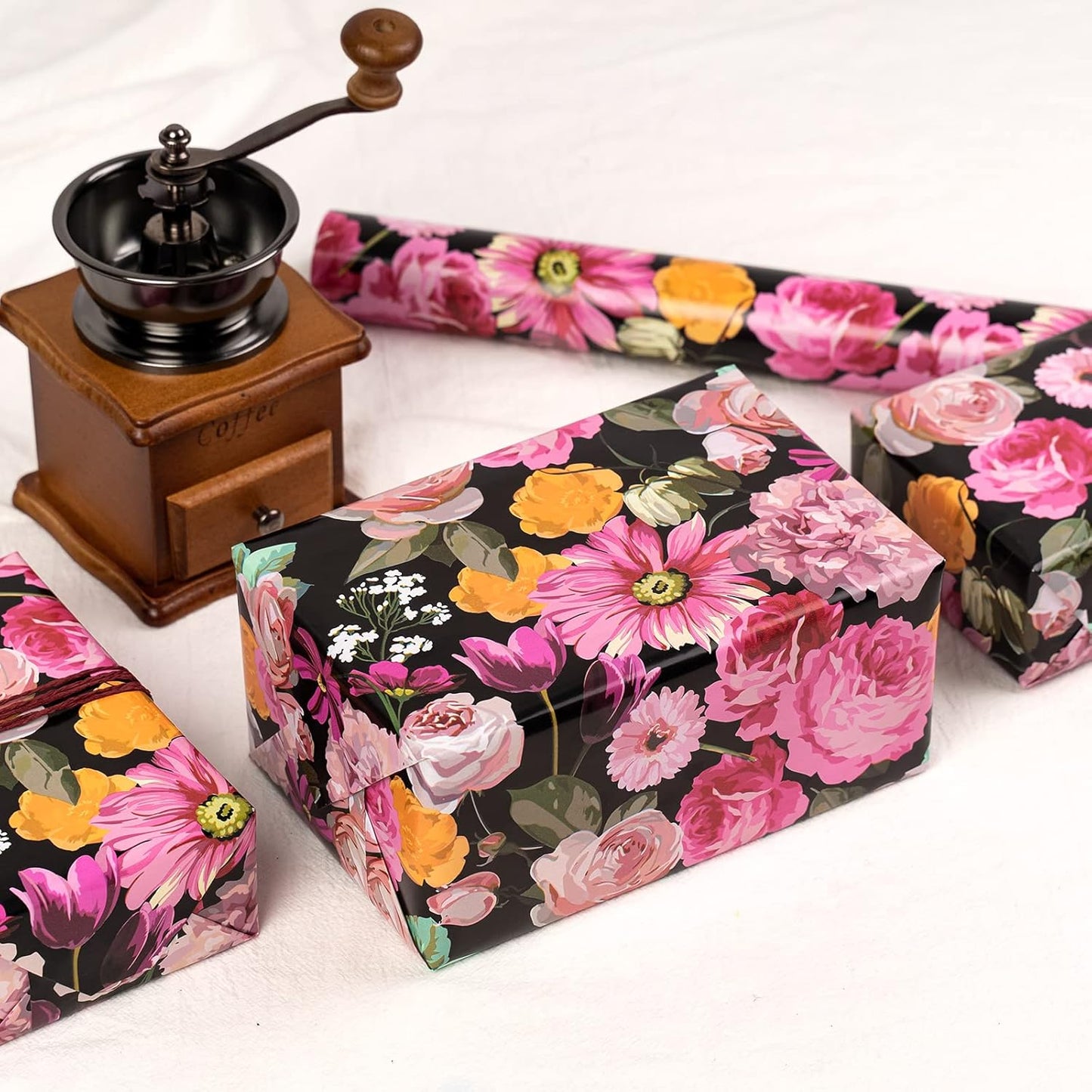 WRAPAHOLIC 30 Inch Jumbo Reversible Floral Wrapping Paper - 30 Inch X 33 Feet - Colorful Floral Design for Birthday, Mother's Day, Wedding, Baby Shower, Bridal Shower