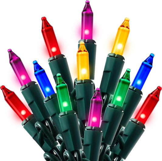 Joiedomi Multicolor Christmas String Lights,100 Count 21.4FT Christmas Fairy Tree Lights Plug in for Indoor Outdoor Xmas Decorations Patio Holiday Theme Party Yard House,Green Wire