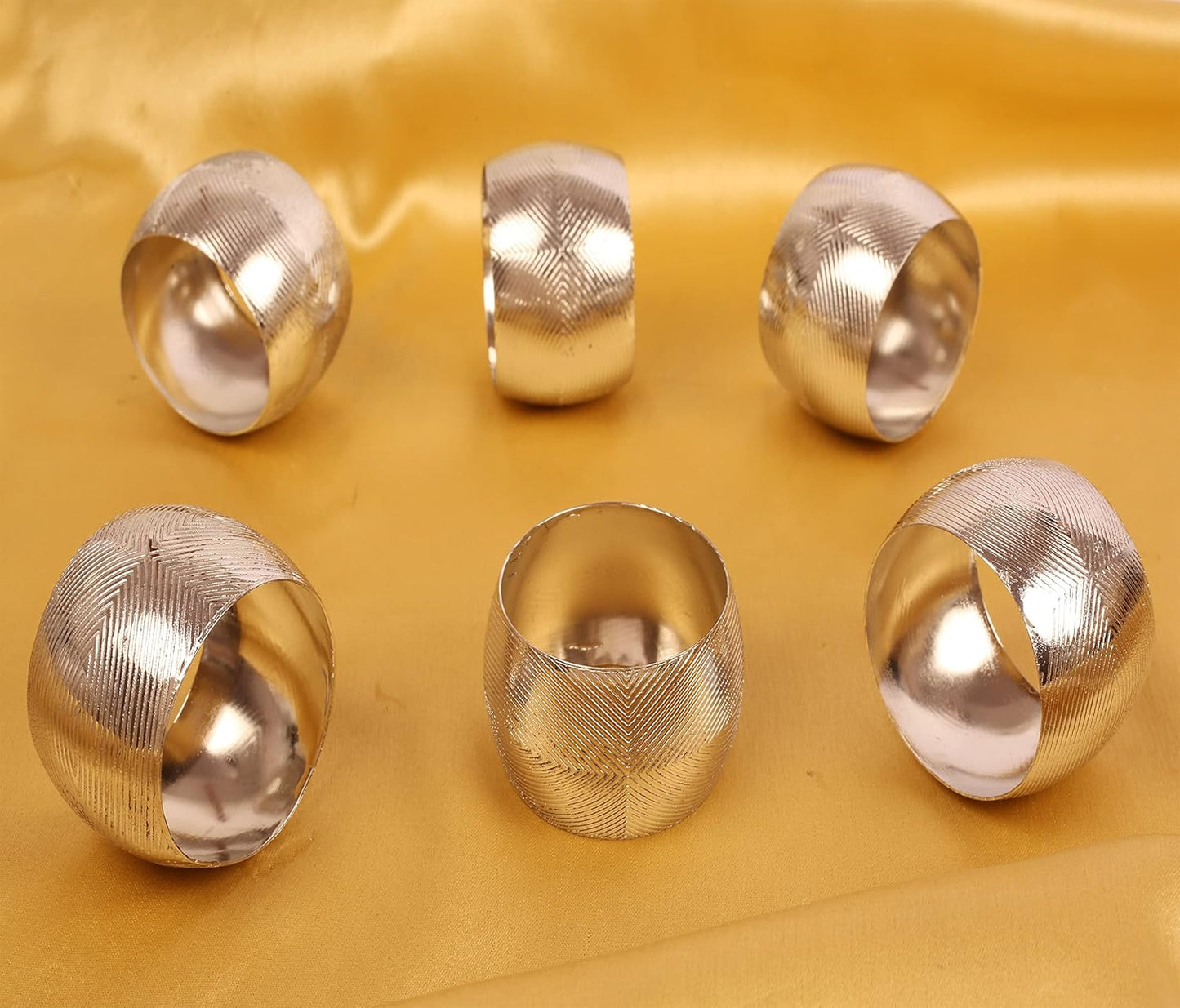 Brass Base Handcrafted Beautiful Attractive Look Large Size Party Dining Table Napkin Holders in Silver Tone. (Set of 6).