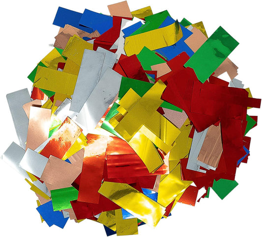 Multicolor Mylar Shiny Metallic Foil Rectangular Confetti for Cannon and Launcher use - Gender Reveal Confetti for Wedding, Parties, Mother’s Day and Live Events - 1 lb, 16 oz