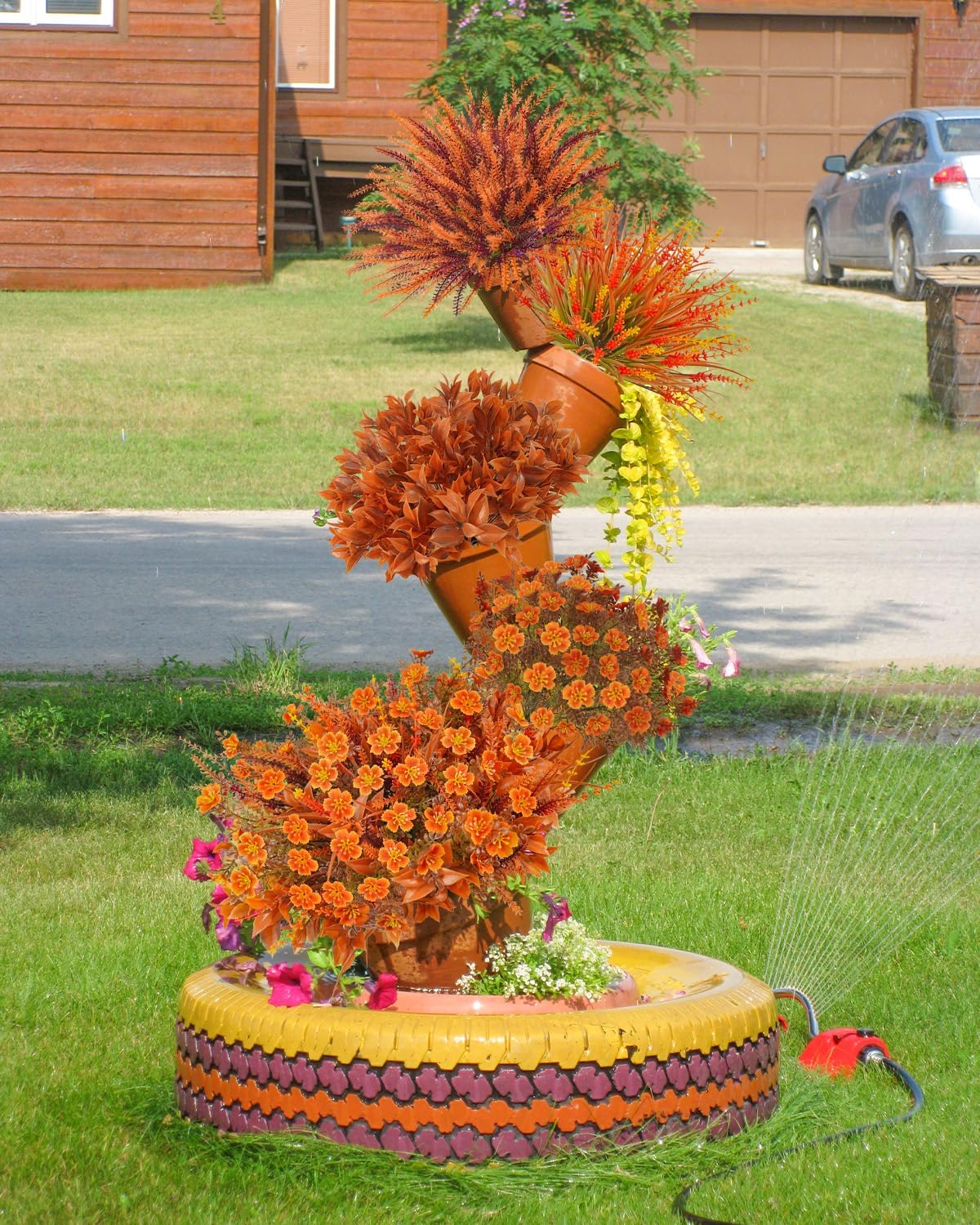 40 Pcs Artificial Fall Flowers Outdoor Faux Fall Plants UV Resistant Fall Flower Decorations for Home Front Porch Farmhouse Office Birthday Party Table Centerpiece Harvest