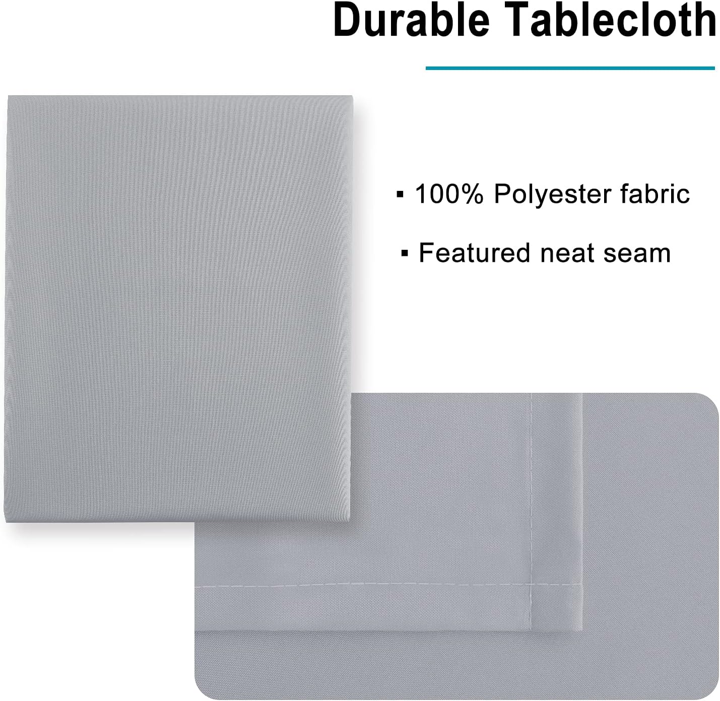Hiasan Silver Grey Rectangle Tablecloth - Waterproof and Spillproof Washable Fabric Table Cloth for Dining Room Kitchen Party and Outdoor, 60 x 140 Inch