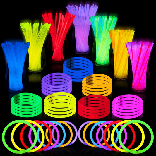 JOYIN 144 Pcs 8" Glowsticks, Halloween Supplies Pack, Bracelets Necklaces, Glow in the Dark Party Favors, Easter, Christmas, Football Party Supplies
