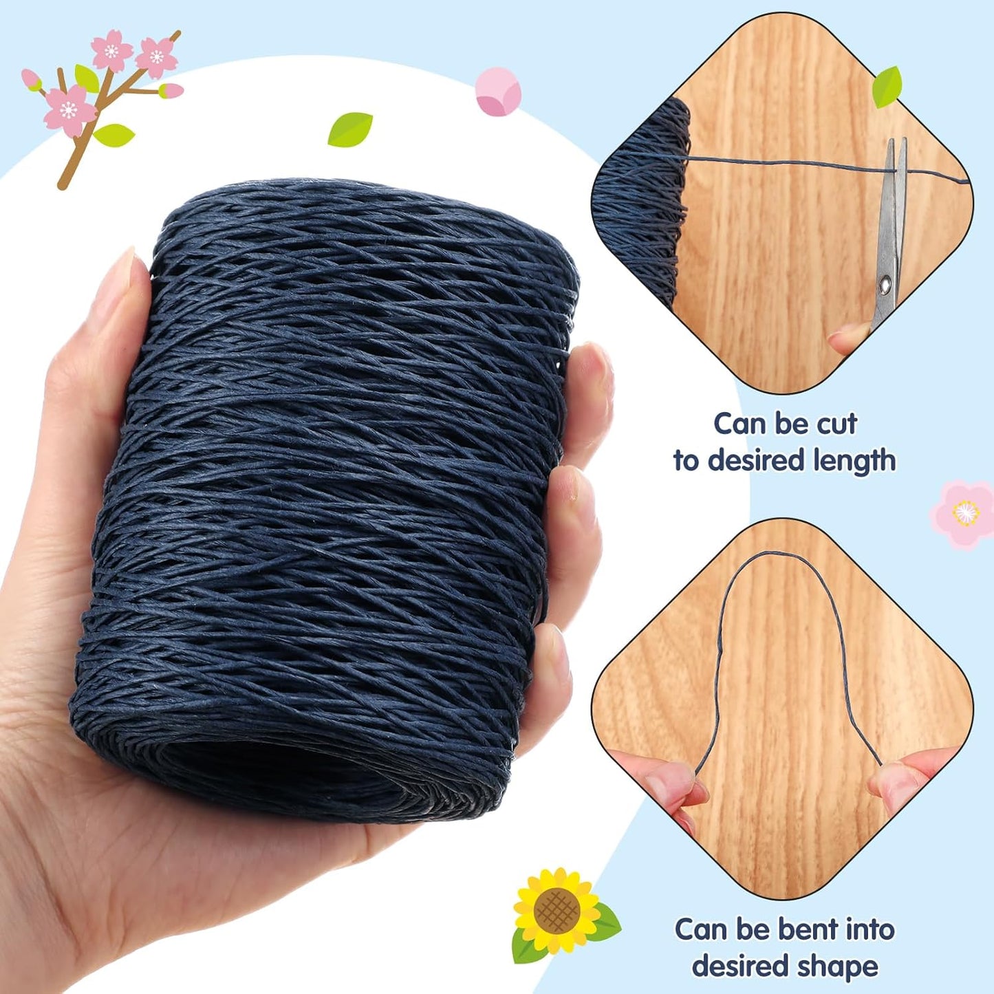 Syhood Floral Vine Bind Wire Rustic Wrapping Wire for Flower Bouquets (Dark Blue)
