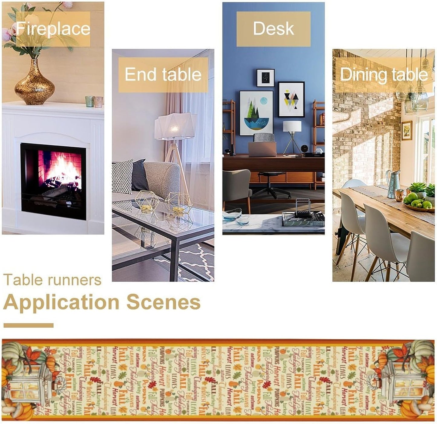 Autumn Table Runner,Farmhouse Leaves Pumpkin Thanksgiving Table Cloth for Kitchen Dining Table Decoration Home Party Decor 13x108 Inch