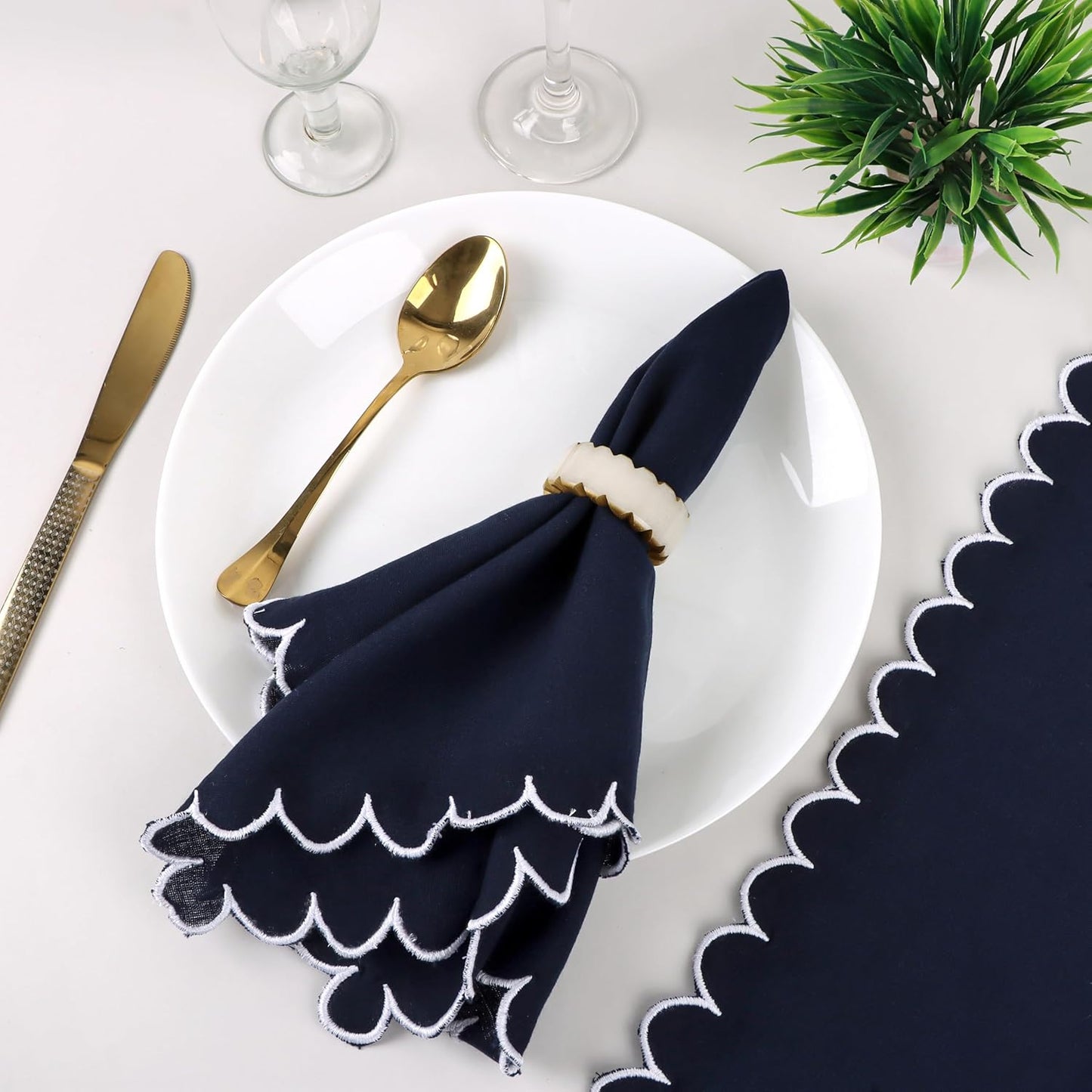 Epoxy Resin Napkin Rings Set of 12 - Rustic Napkin Holders for Dining Tableware, Dinning Table, Everyday, Wedding, Anniversary Festival Thanksgiving Party of Table Setting (Black White) - CLEENTABLE