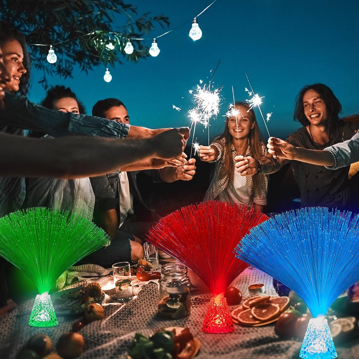 Patelai 10 Pcs LED Fiber Optic Lamp Color Changing Fiber Optic Night Light with Multicolor Glow Decorative Table Centerpiece for Sensory Bedroom Halloween Party Holiday Decorations (Crystal,Clear)