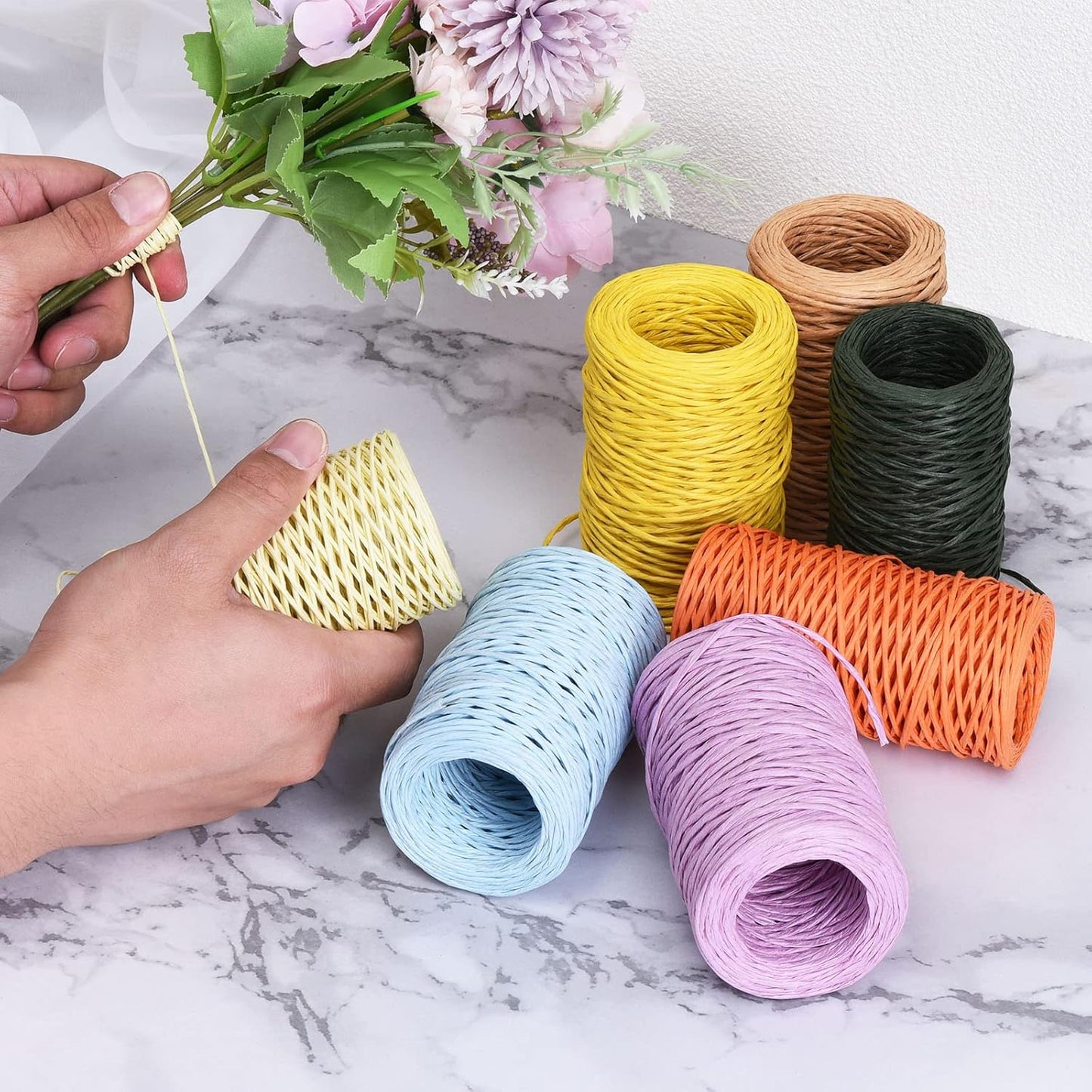 PATIKIL 164 Feet Floral Bind Wire Wrap Twine, 2mm Florist Wire Iron Wire Paper Covered Vine Wrapping Binding Wire for Flower Bouquets, Black