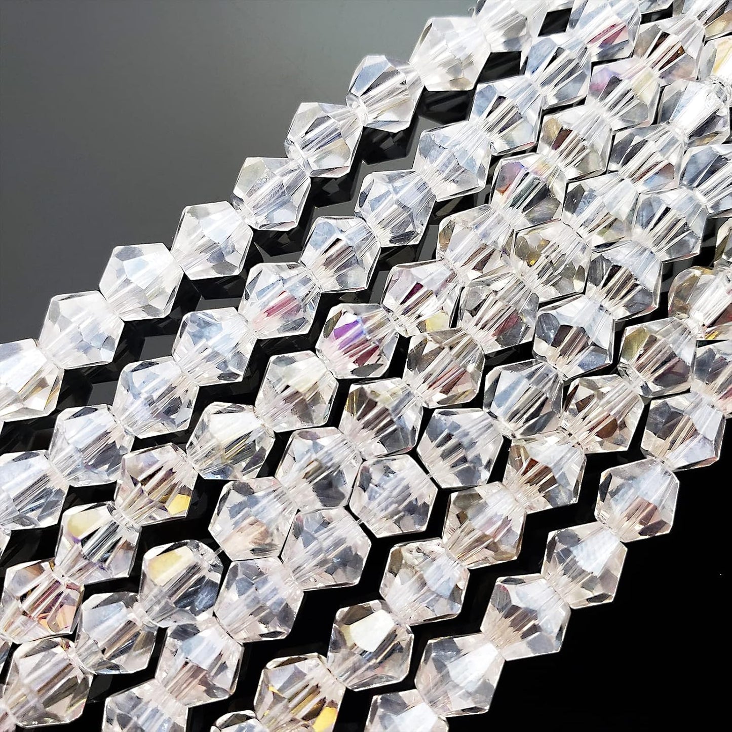 4mm Bicone 1800Pcs White AB Crystal Glass Beads Small Faceted Bicone Shape Crystal Glass Spacer Beads for Bracelet Necklace Decorative Hand Jewelry Making (White AB, 4MM)
