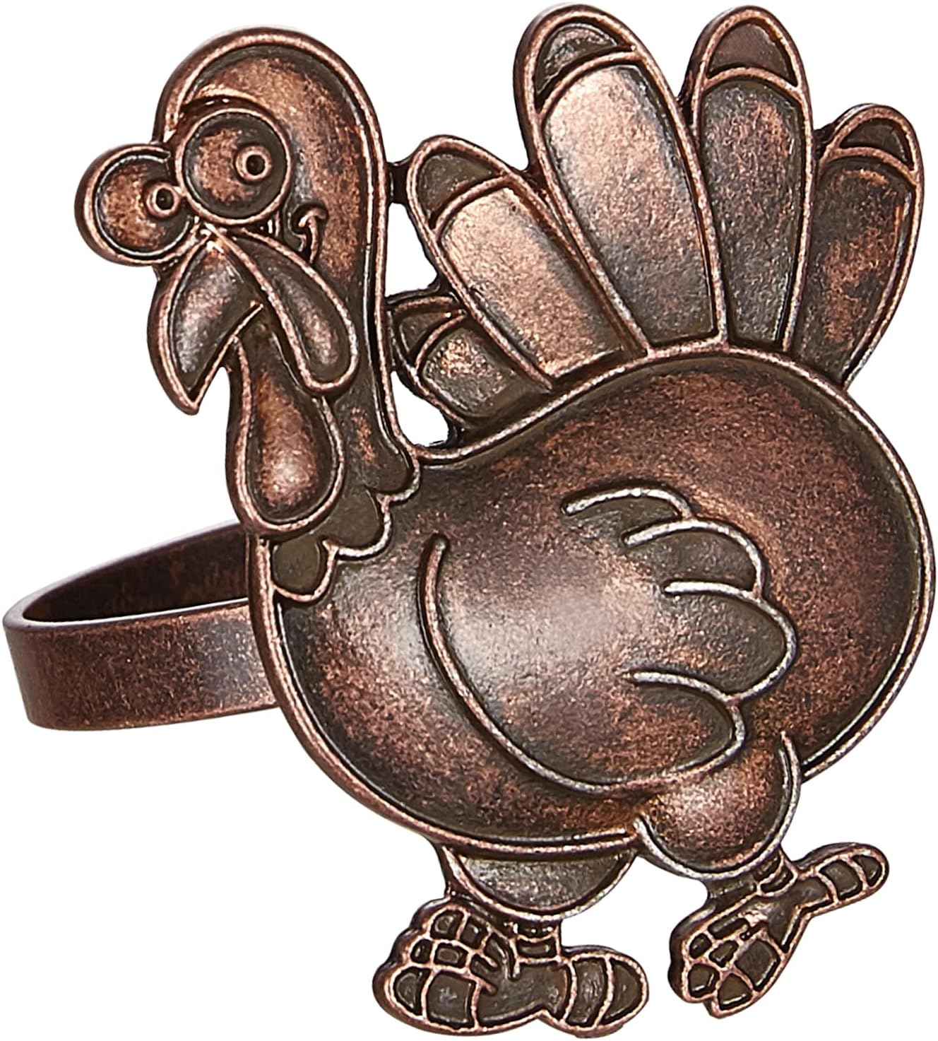 Halatool Thanksgiving Bronze Turkey Napkin Rings Set of 6, Funny Metal Festival Napkin Holders for Thanksgiving Weddings Holidays Gathering Dinner Party Decorations